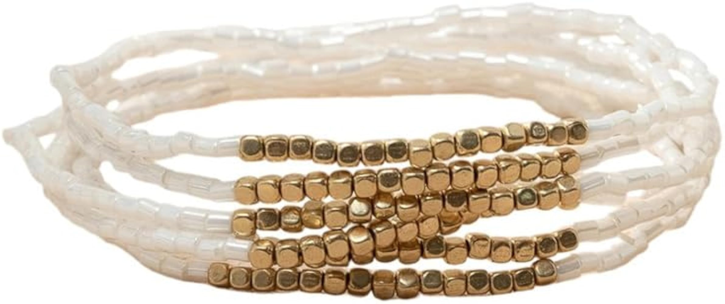 Boho Stackable Seed Beaded Bracelet Set for Women Colorful Multilayered Gold Beads Stretch Bracel... | Amazon (US)