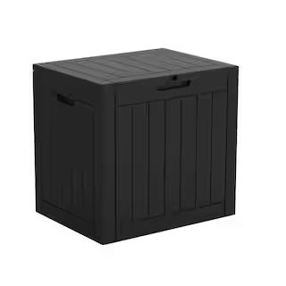 31 Gal. Black Resin Outdoor Storage Deck Box | The Home Depot