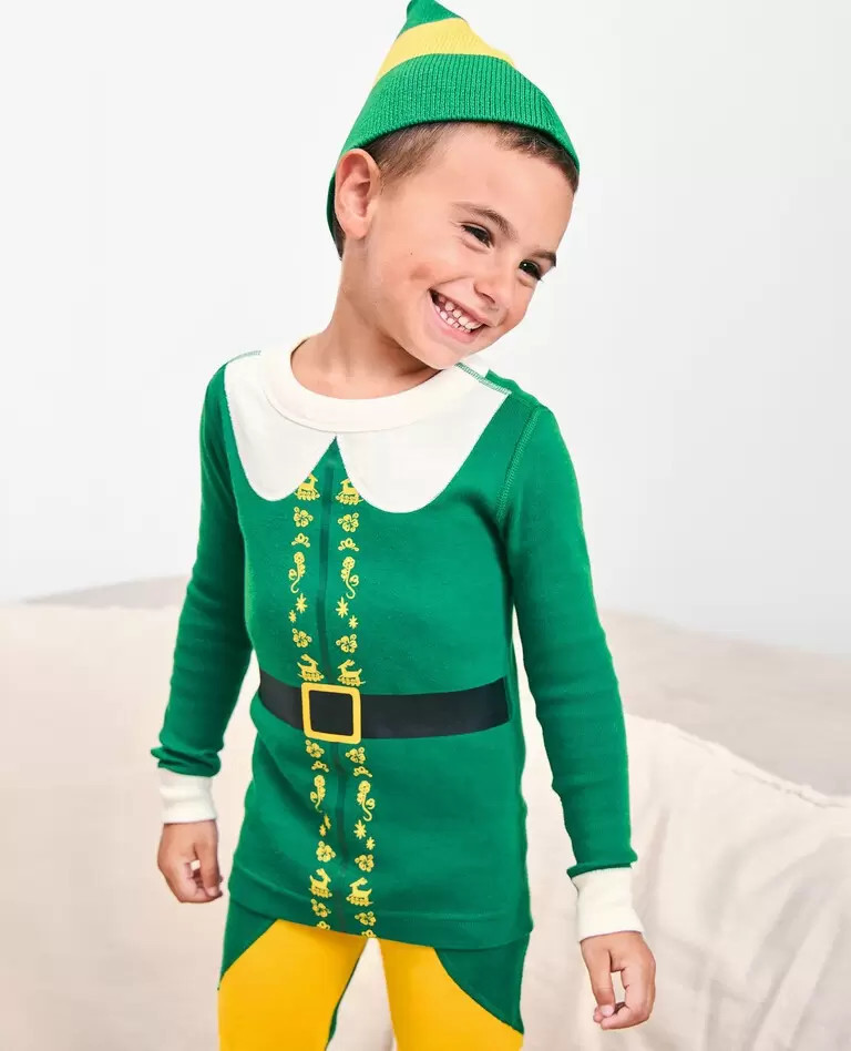 Kids Warner Bros™ Discovery Buddy the Elf Costume Long John Pajamas Set | Hanna Andersson