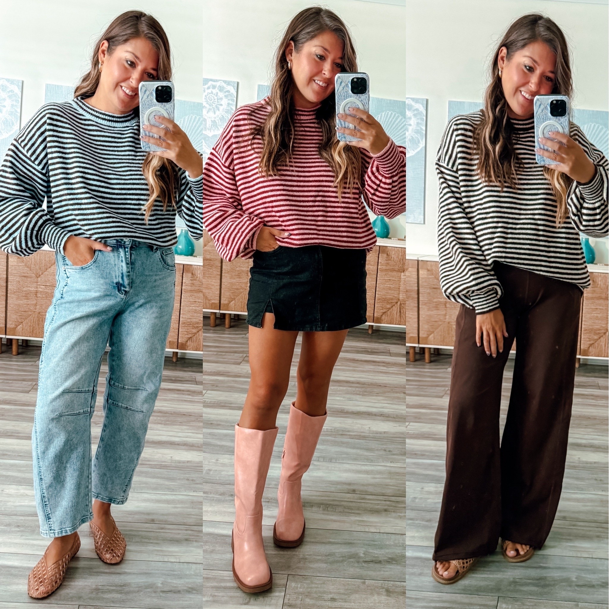 Fall outfits, stripe sweater 

Wearing medium