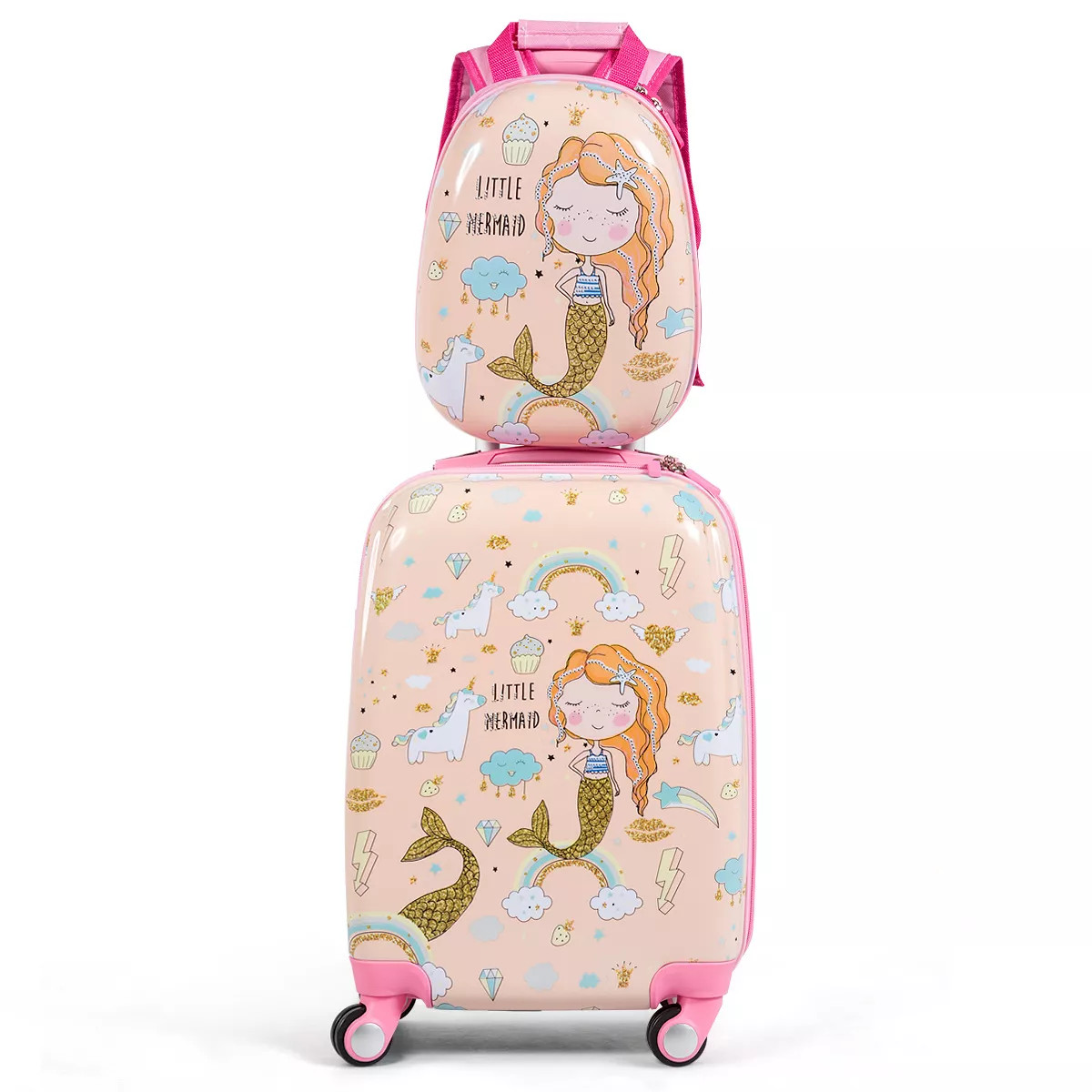 Costway 2PC Kids Luggage Set 18'' Rolling Suitcase & 12'' Backpack Travel ABS | Target