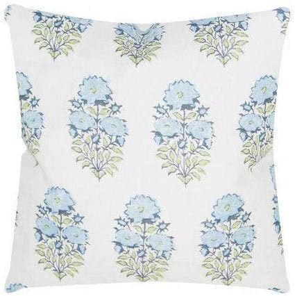 Lisa Fine Mughal Flower Pillow Cover in Monsoon Designer Flower Pillow Blue Throw Pillows Farmhou... | Amazon (US)