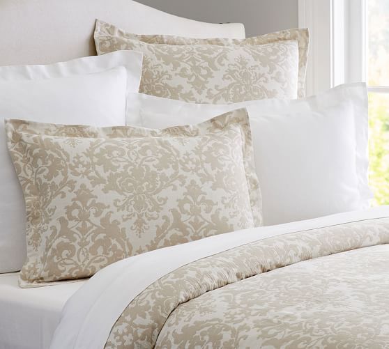 Jacquard Linen Medallion Duvet Cover & Sham - Neutral | Pottery Barn (US)