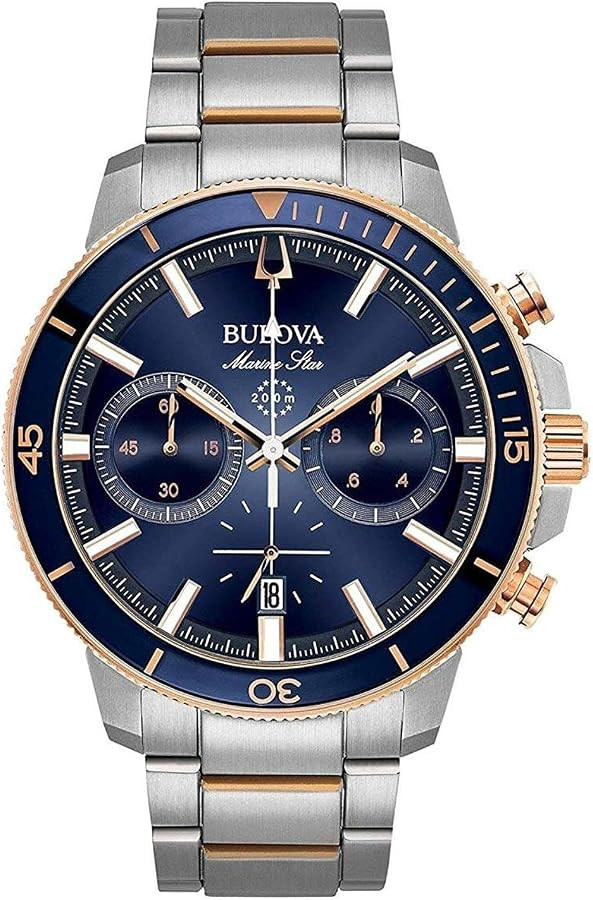 Bulova Men's Marine Star Series C Two-Tone Rose Gold Stainless Steel 6-Hand Chronograph Quartz Wa... | Amazon (US)