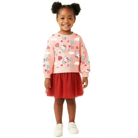 Hello Kitty Girls Sweatshirt Tutu Dress, Sizes 4-12 | Walmart (US)