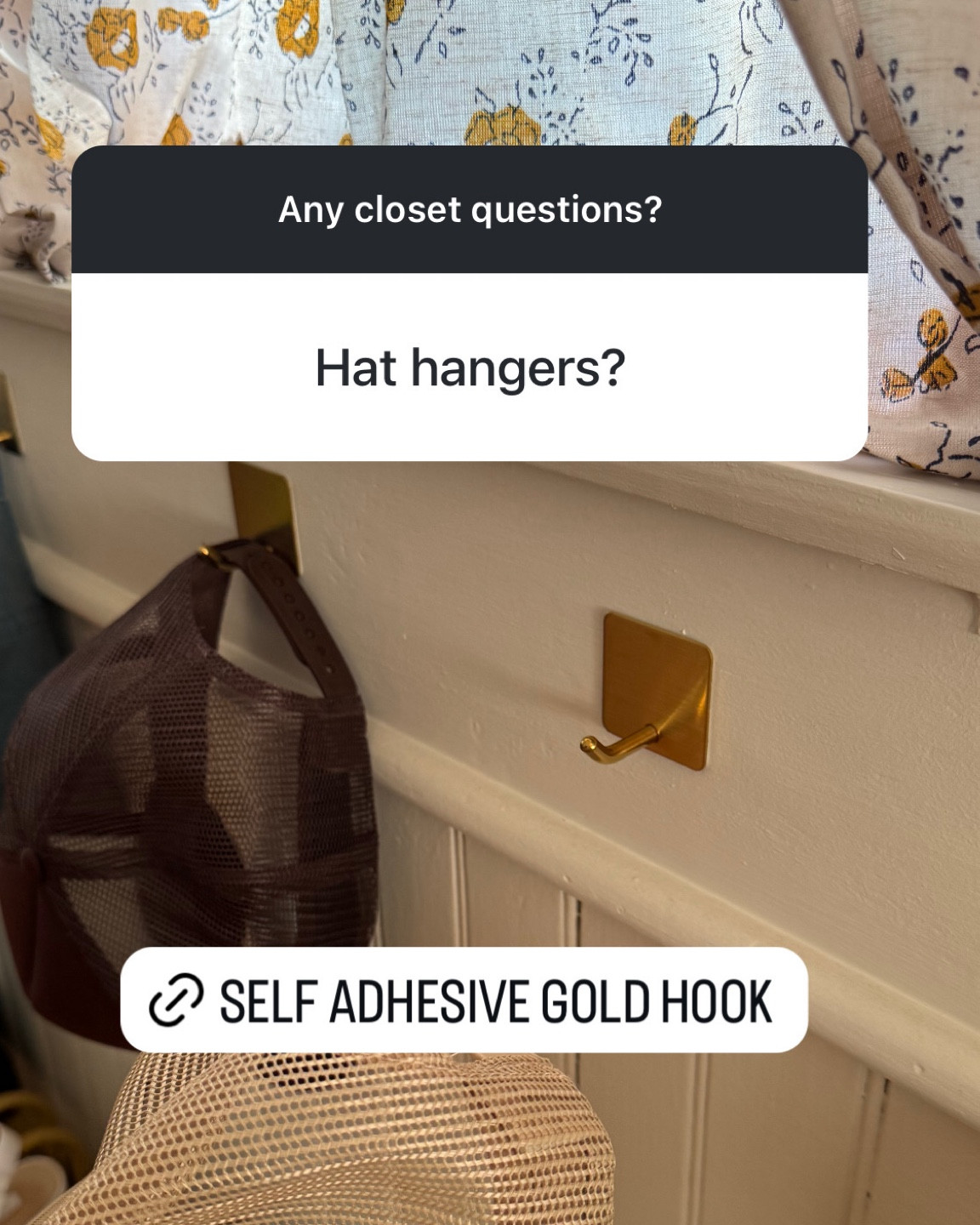 Self adhesive hooks. These are great for hats & necklaces! 

#LTKHome