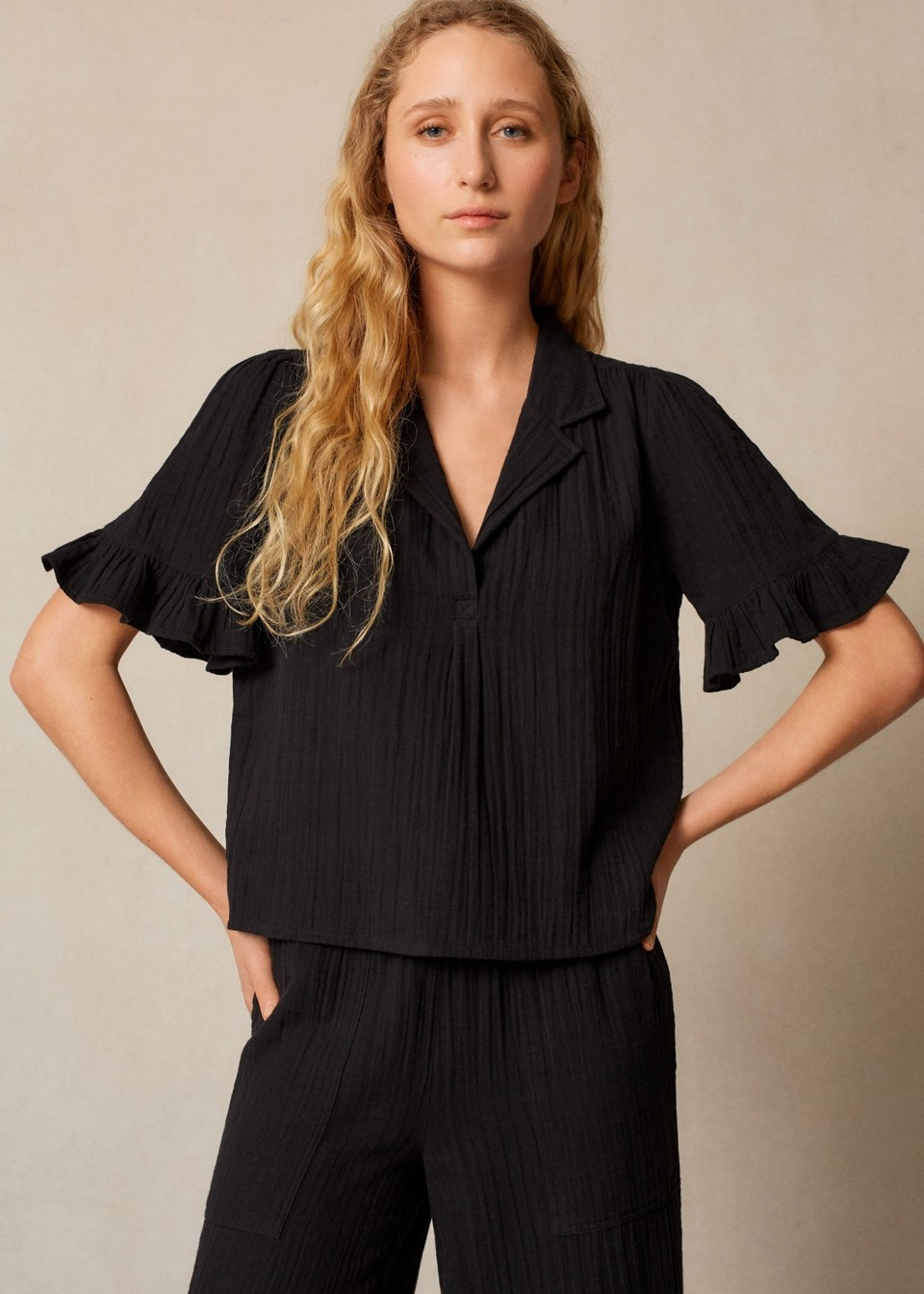 Cheesecloth Frill Sleeve Top | ME + EM
