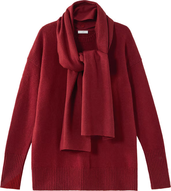 Detachable-Scarf Crew-Neck Sweater | J. Jill