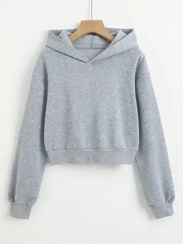 Versatile Solid Crop Hoodie Casual Long Sleeve - Temu | Temu Affiliate Program