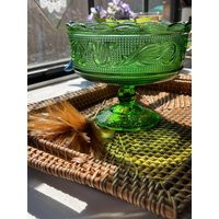 Vintage Eo Brody Co Footed Green Glass Compote Pedestal Dish Art Collectible Catch All Bowl Candy Re | Etsy (US)