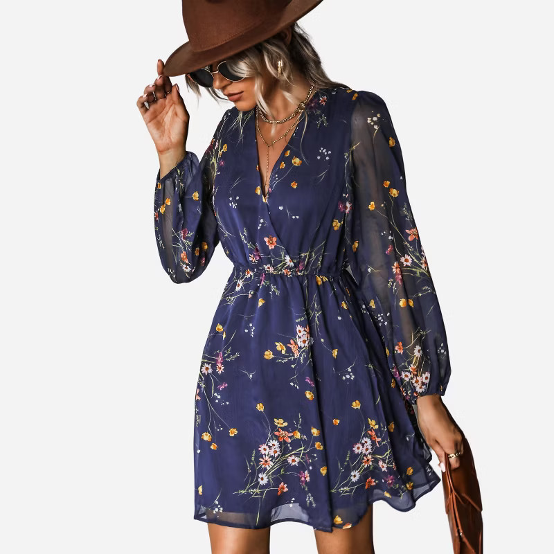 Women's Long Peasant Sleeve Chiffon A-Line Mini Dress - Cupshe | Target