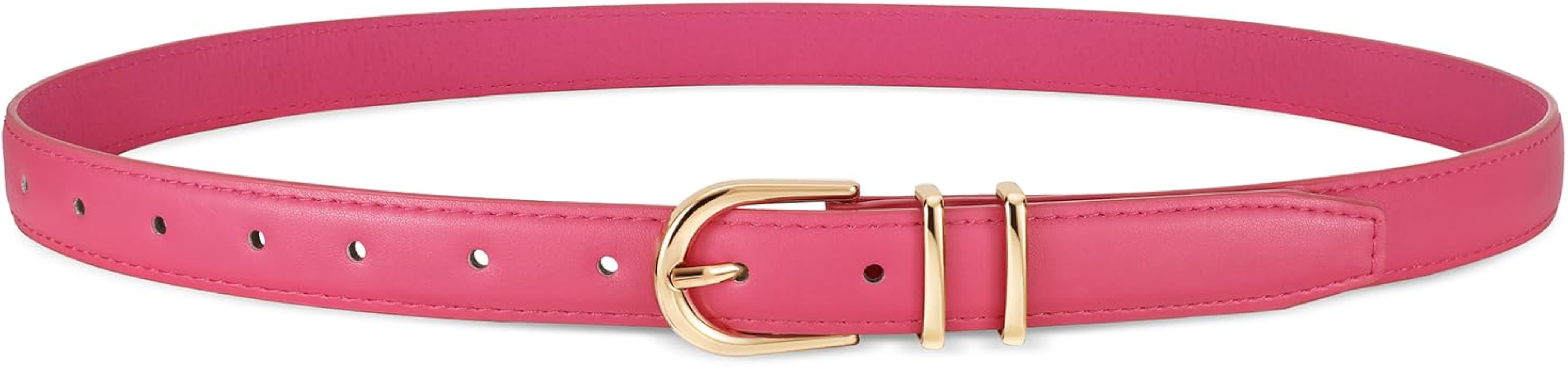 JASGOOD Women Skinny Leather Belt for Jeans Pants Fashion Ladies Thin Belt for Dress with Gold Si... | Amazon (US)