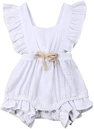 VISGOGO Toddler Baby Girl Ruffled Rompers Sleeveless Cotton Romper Bodysuit Jumpsuit Clothes (0-6... | Amazon (US)