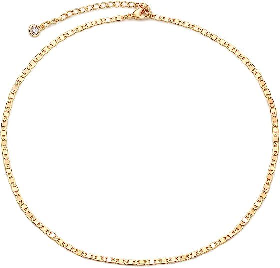 Gold Chain Choker Necklace,14K Gold Plated Dainty Cute Lip Chain Long Necklace Delicate Fashion C... | Amazon (US)