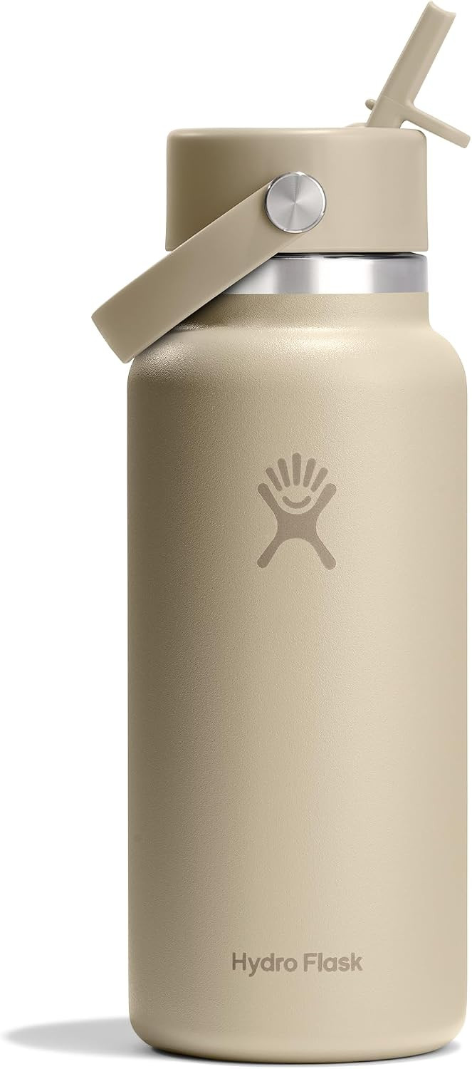 Hydro Flask Water Bottle - Insulated Stainless Steel - Wide Mouth Flex Straw Lid, Non Spill, Leakproof and Refillable in 32 Oz Tonal Oat | Amazon (US)