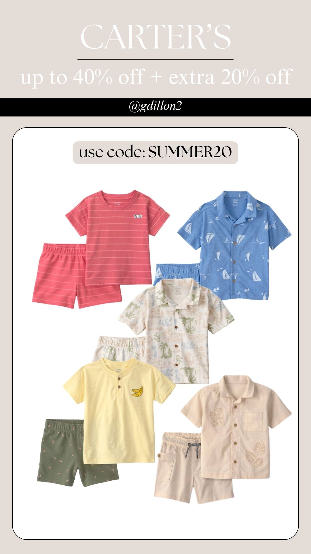 Up to 40% off* sale plus, extra 20% off select styles online with code: SUMMER20

#LTKSaleAlert #LTKKids #LTKSeasonal