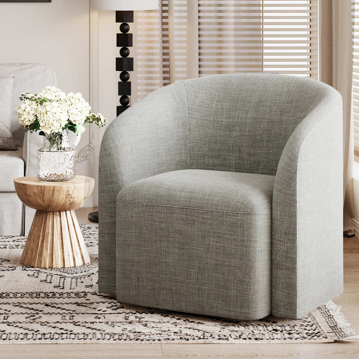 29" Wide Upholstered Swivel Barrel Chair - 360° Rotation, No Assembly Required | Wayfair North America