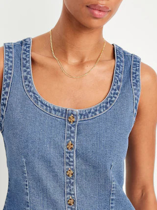 Sleeveless Longline Denim Vest | Old Navy (US)