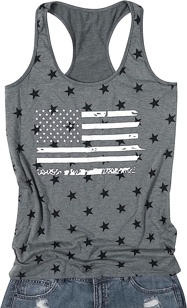 FLOYU Women's Camouflage Patriotic American Flag Graphic Print Casual Sleeveless 4th of July Tank... | Amazon (US)