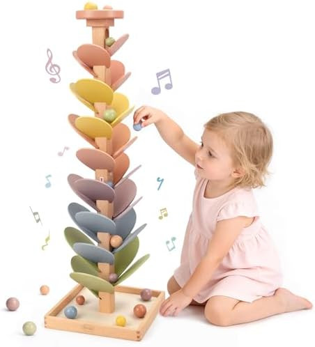 Joyreal Montessori Sound Tree - Wooden Marble Run Ball Drop Toy Montessori Toys for 3 4 5 Year Ol... | Amazon (UK)
