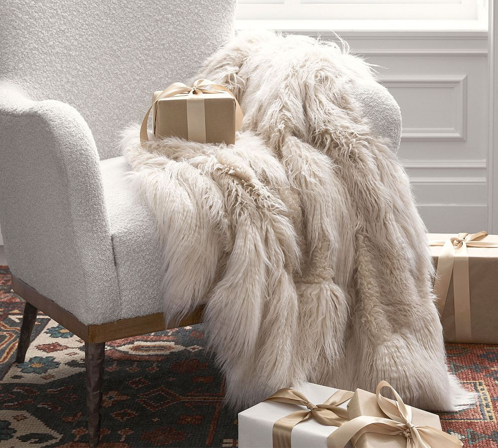 Mongolian Patchwork Faux Fur Throw Blanket | Pottery Barn (US)