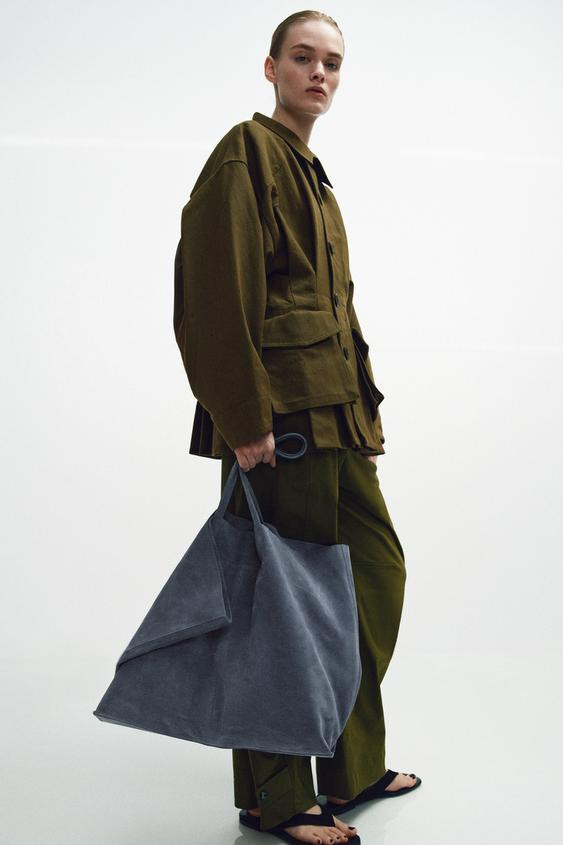 MAXI SPLIT LEATHER SHOPPER | Zara US