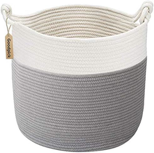 Goodpick Cotton Rope Basket with Handle for Baby Laundry Basket Toy Storage Blanket Storage Nursery  | Amazon (US)