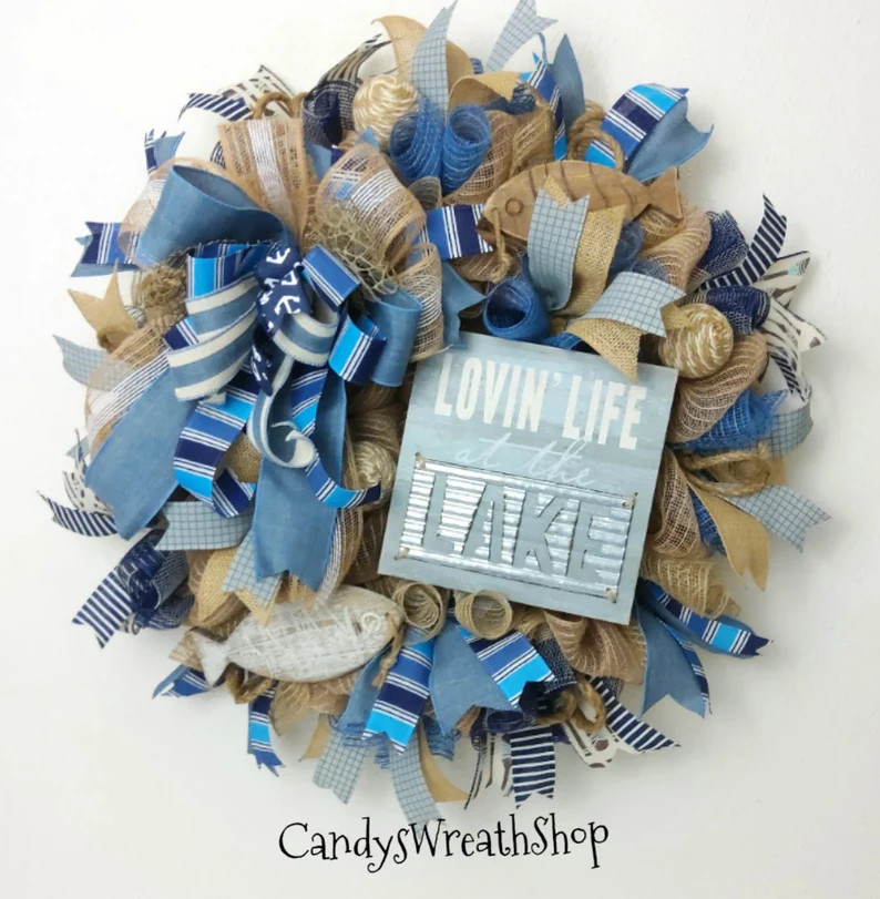 Lake Wreath, Lake Welcome Wreath, Lake Living, Cabin Wreath, Lakehouse Wreath, Summer Wreath, Fis... | Etsy (US)