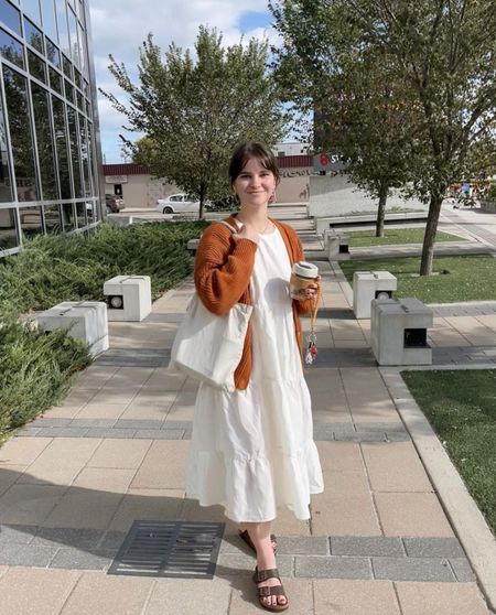 Sustainable outfit of the day running to get coffee in my reusable mug! Fall outfits, fall dress, fall dresses

#LTKsalealert #LTKstyletip #LTKSeasonal