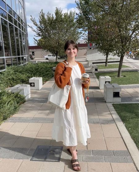 Sustainable outfit of the day running to get coffee in my reusable mug! Fall outfits, fall dress, fall dresses

#LTKsalealert #LTKstyletip #LTKSeasonal