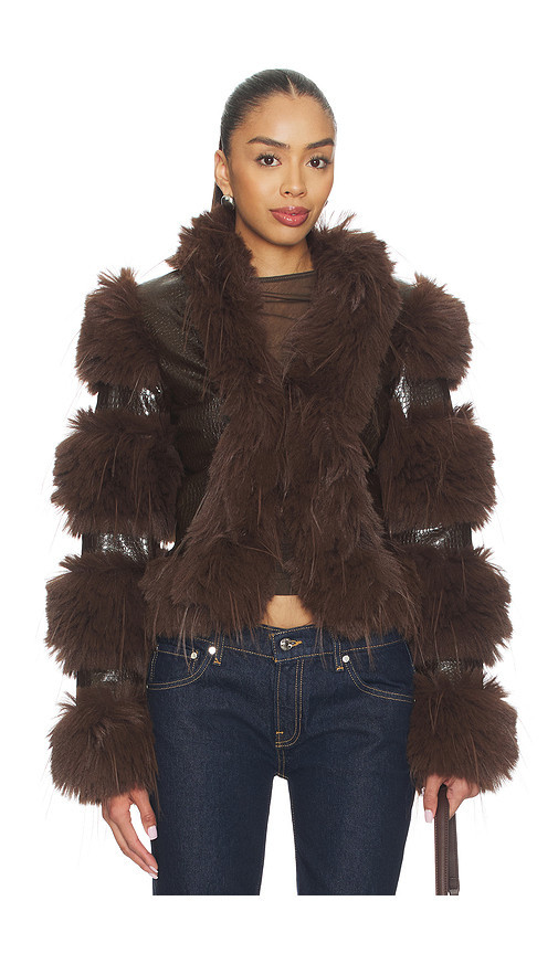 CULTNAKED Faux Fur Caterpillar Coat in Brown. Taglia S. Also in L, M, XL, XS. | Revolve Clothing (Global)
