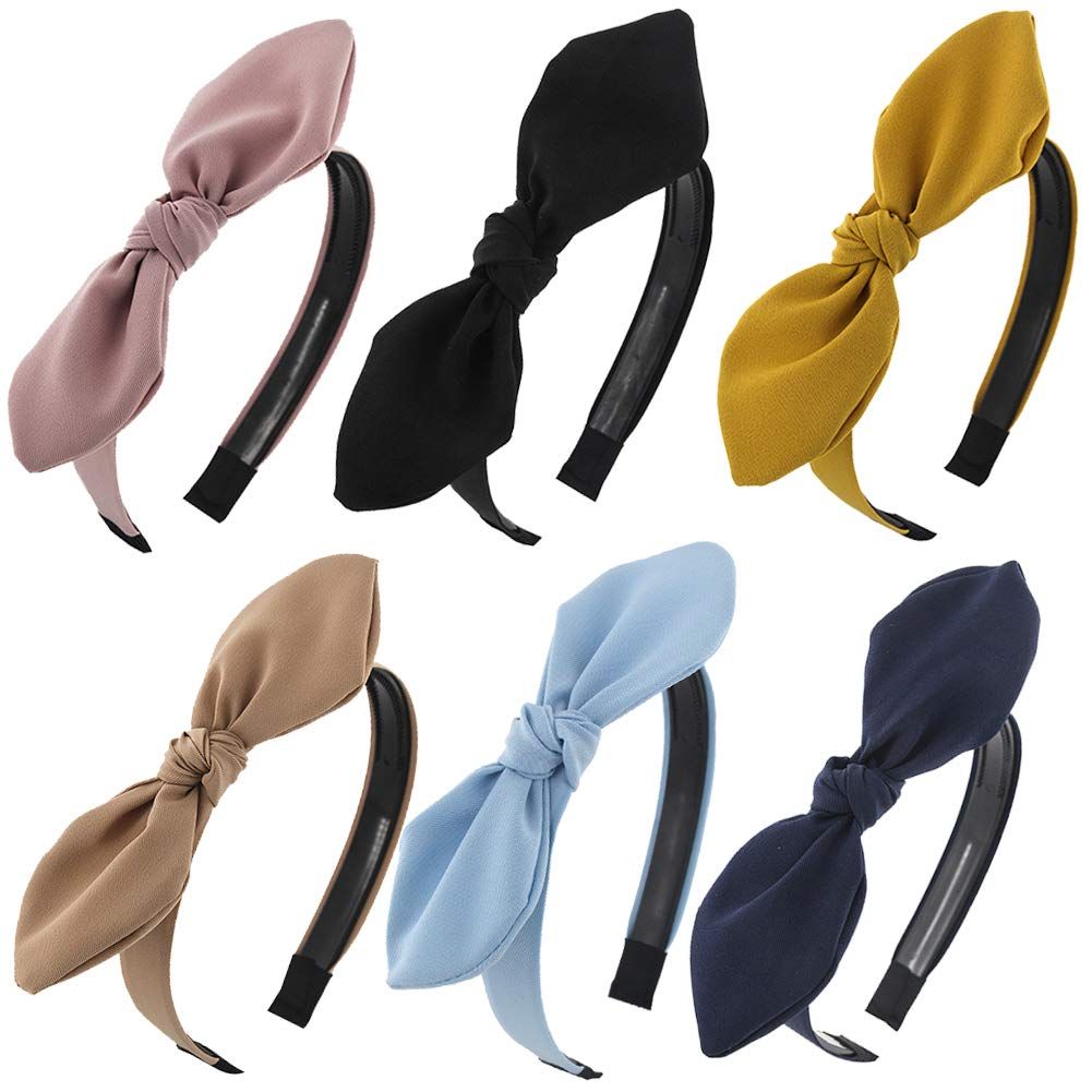 Carede Solid Bow Headbands for Women Twist Knot Headbands Wired Rabbit ears Plastic Headbands wit... | Amazon (US)