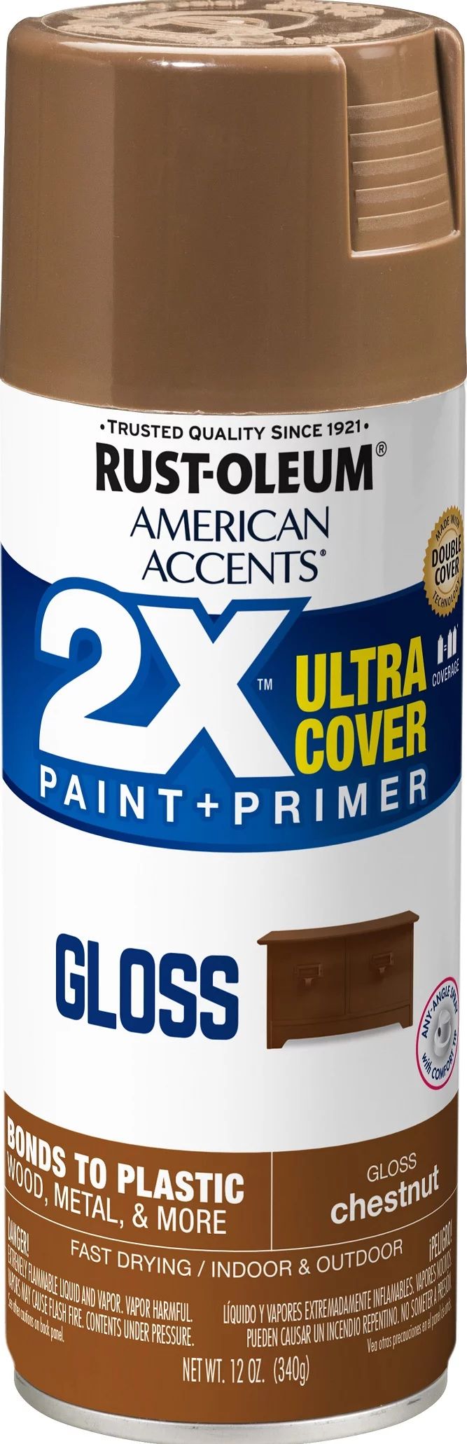 Chestnut, Rust-Oleum American Accents 2X Ultra Cover Gloss Spray Paint, 12 oz | Walmart (US)