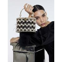 River Island Pearl Cage Basket Clutch Bag - Gold | Very (UK)