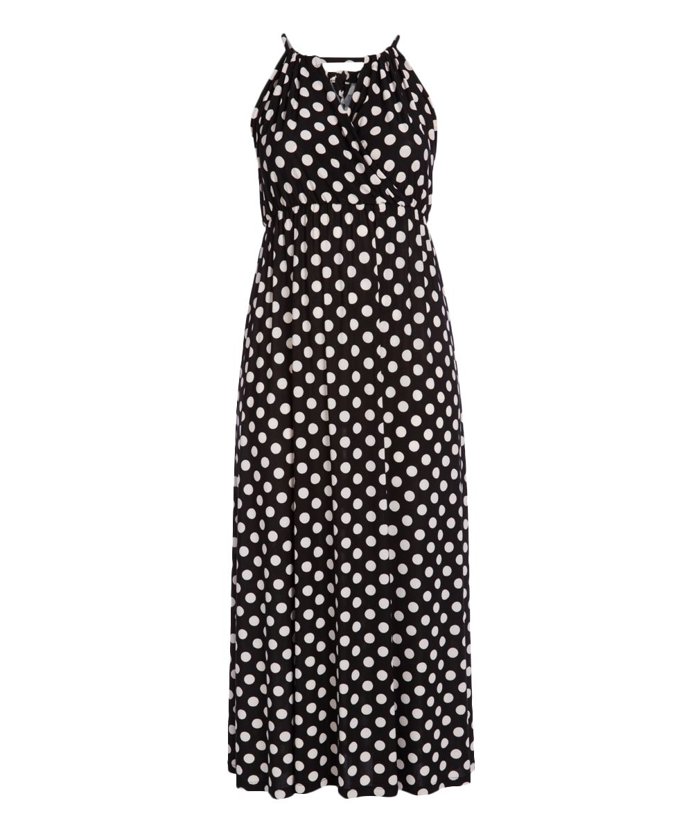 Black & White Polka Dot Keyhole Surplice Maxi Dress - Women & Plus | zulily