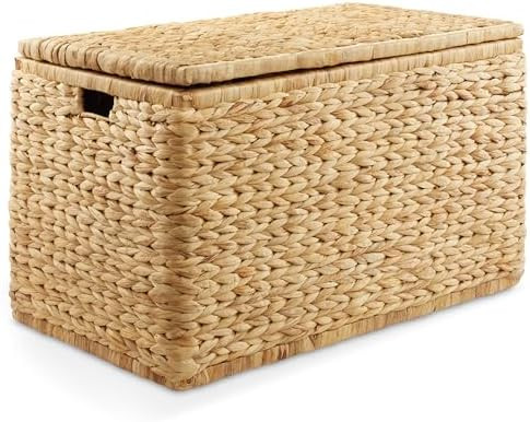 Casafield 30" Storage Chest with Lid, Handles, and Safety Hinge - Natural, Water Hyacinth Wicker ... | Amazon (US)