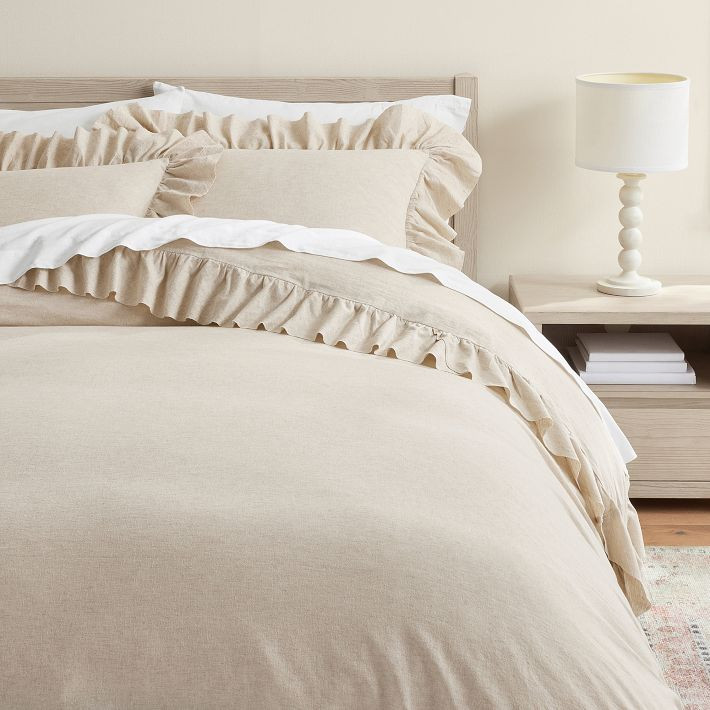 Linen Cotton Ruffle Duvet Cover | Pottery Barn Teen