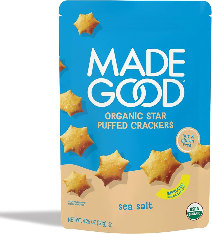 MadeGood Sea Salt Star Puffed Crackers, 4.26oz Pouch, Organic Snacks | Amazon (US)