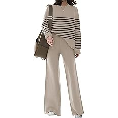 ETCYY NEW Womens Elegant Lounge Sets Knitted Sweatsuit Sets 2 Piece Outfits with Sweater Tops and... | Amazon (US)