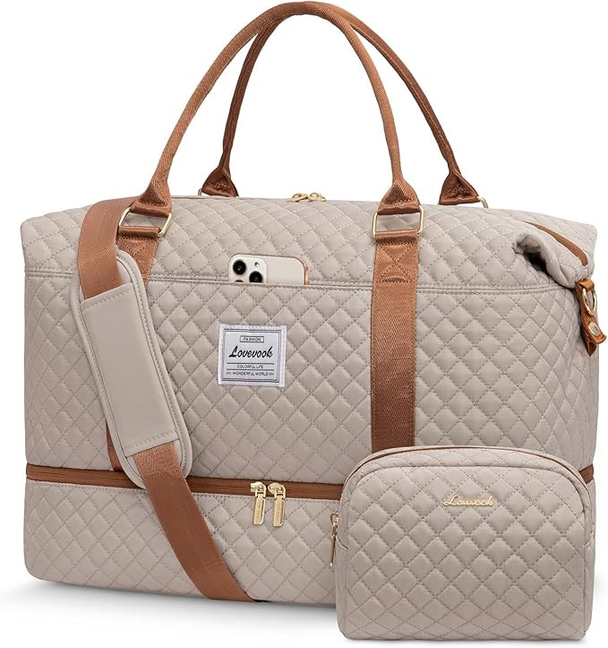 LOVEVOOK Travel Duffle Bag,Weekender Bags for Women with Shoe Compartment，Carry on Overnight Ba... | Amazon (US)