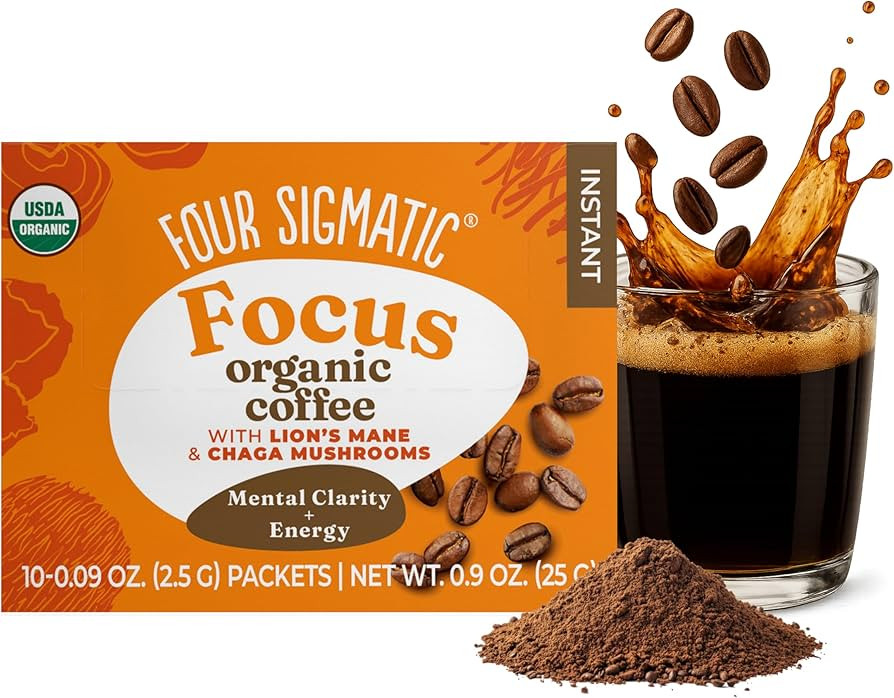 Amazon.com : Four Sigmatic Focus Organic Mushroom Coffee | Instant Mushroom Coffee Mix with Lion'... | Amazon (US)