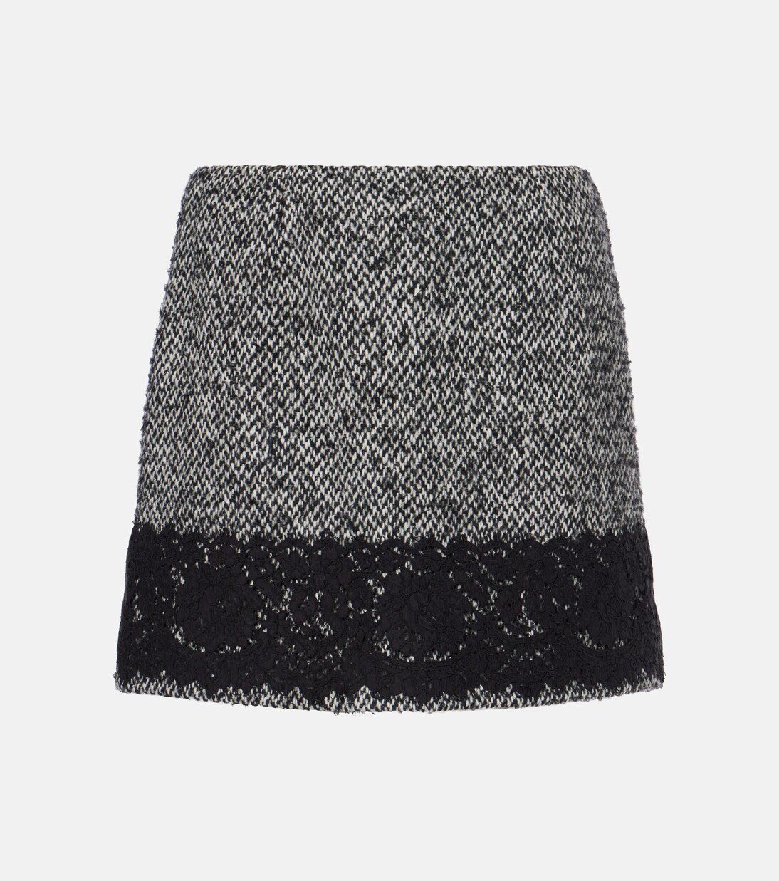 Lace-trimmed tweed miniskirt | Mytheresa (UK)