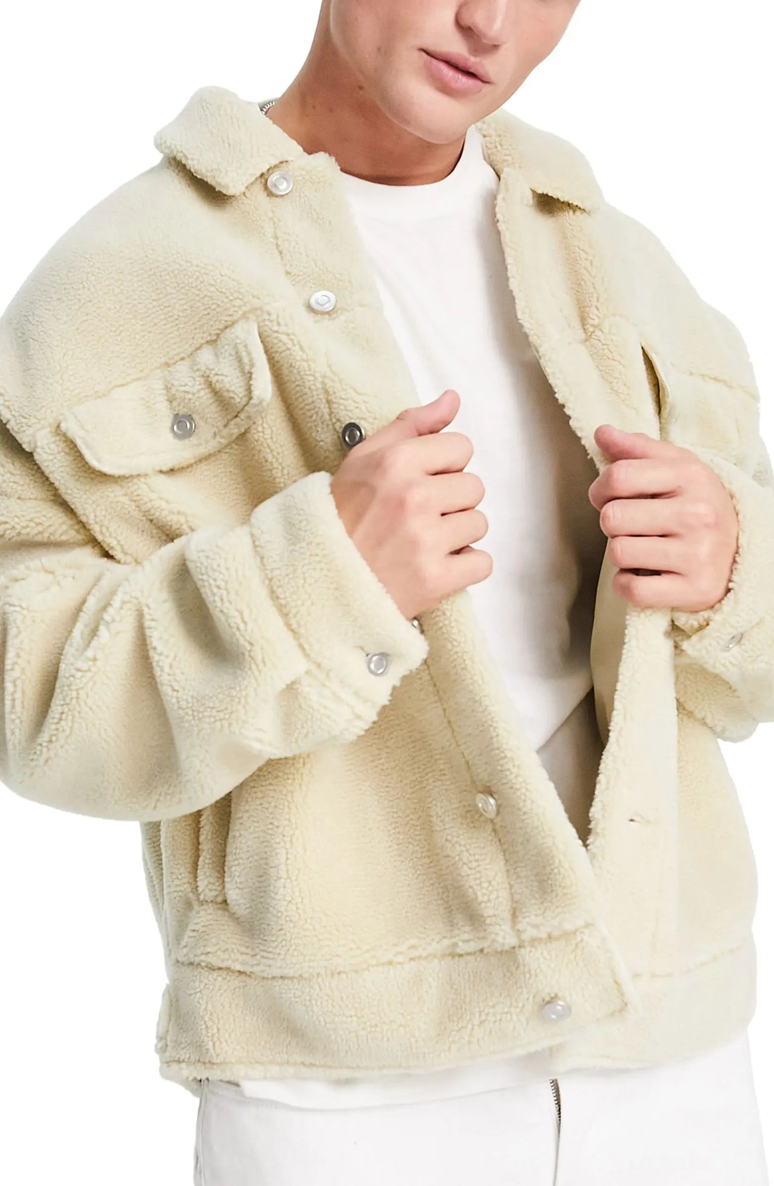 ASOS DESIGN Oversized Western Faux Shearling Jacket | Nordstrom | Nordstrom