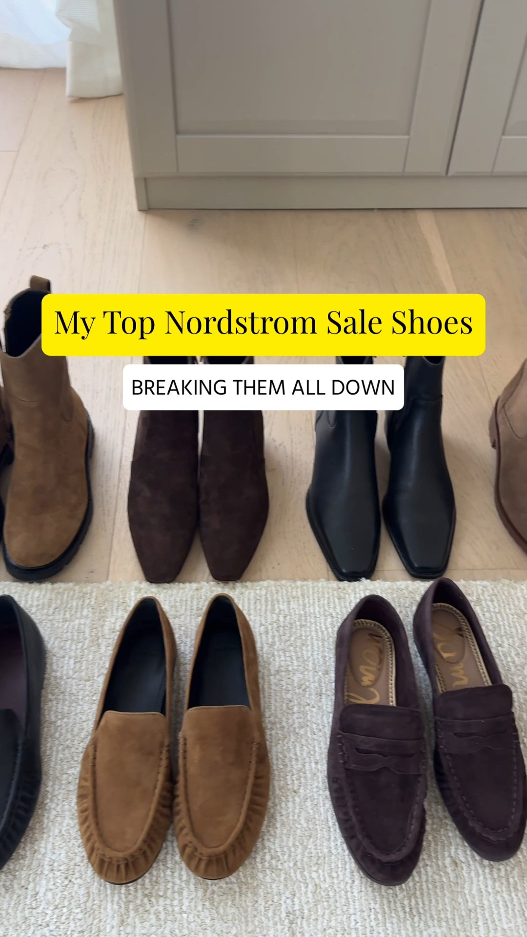 Nordstrom Anniversary Sale: Top shoe picks and the breakdown of each. 

Vince Sydney Lug Sole 5.5 - my favorite lug sole from the sale. It has a perfect long shaft, a not-too-round toe, and it isn't too heavy or bulky. 

Vince Hailey Heeled Boot 5.5 - The perfect shape heeled bootie. These are incredible and the heel height and shape are very comfy! I like these a half size up to give me space for thick socks. 

Steve Madden Define Boots 5.5 - The perfect flat bootie. I have the old versions and they've proven to be the perfect boot for fall and winter. They are very comfortable and most importantly wearable. 

Aquatalia Romeo Waterproof Boots 6 -  A complete waterproof boot. The number one question I get asked in the winter is for waterproof boots, so get them now. These are slim on the foot, not overly bulky. I found the 5.5 to be a little snug so the 6 fit better with a thicker sock. 

Vince Tristan loafers 5 - obsessed with these! Comfortable and stunning! No extra bells and whistles, so they will last you for years. 

Sam Edelman Lizbeth Loafers 5 - A great more affordable loafer option. I'm a big fan of Sam Edelman loafers, i have many. Very comfortable and run tts. 

Bernardo Meredith Flats 6 (smallest size) - THE shape of ballet flats for fall. Buttery soft leather, just so comfortable. Smallest size is a 6, so they are too big for me. Snag these if you can!

#LTKmomlife #LTKSaleAlert #LTKPetite