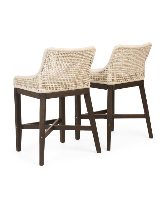 Set Of 2 Grid Weave Rope Counter Stools | TJ Maxx