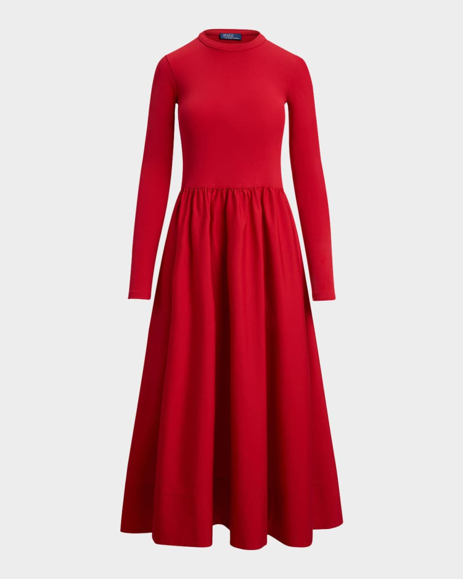 Polo Ralph Lauren Cotton Long-Sleeve Dress | Neiman Marcus