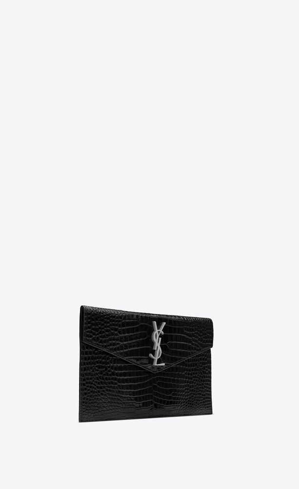 uptown pouch in crocodile embossed shiny leather | Saint Laurent Inc. (Global)