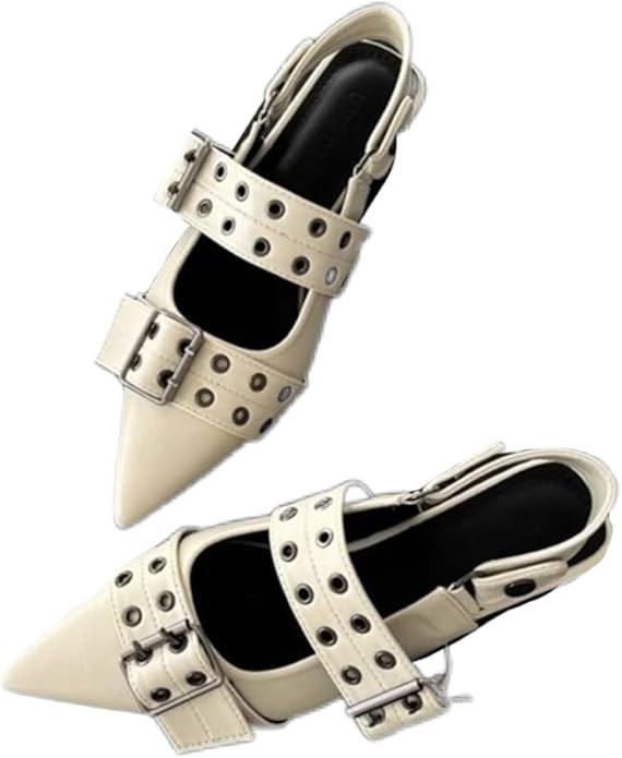 Women's Pointed Toe Strap Sandals Block Heeled Summer Shoes Slingbacks | Amazon (US)