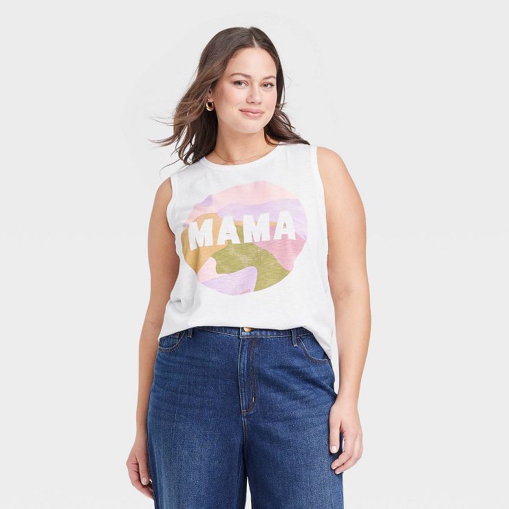 Women's Mama Watercolor Graphic Tank Top - White | Target