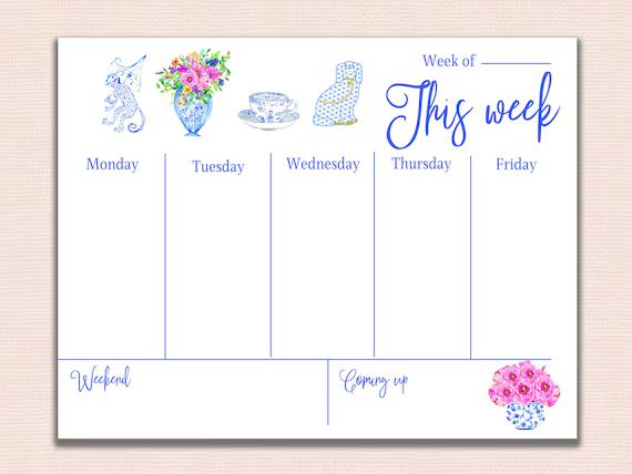 Chinoiserie Desk Planner Pad Tear off Weekly Planner Pad | Etsy | Etsy (US)
